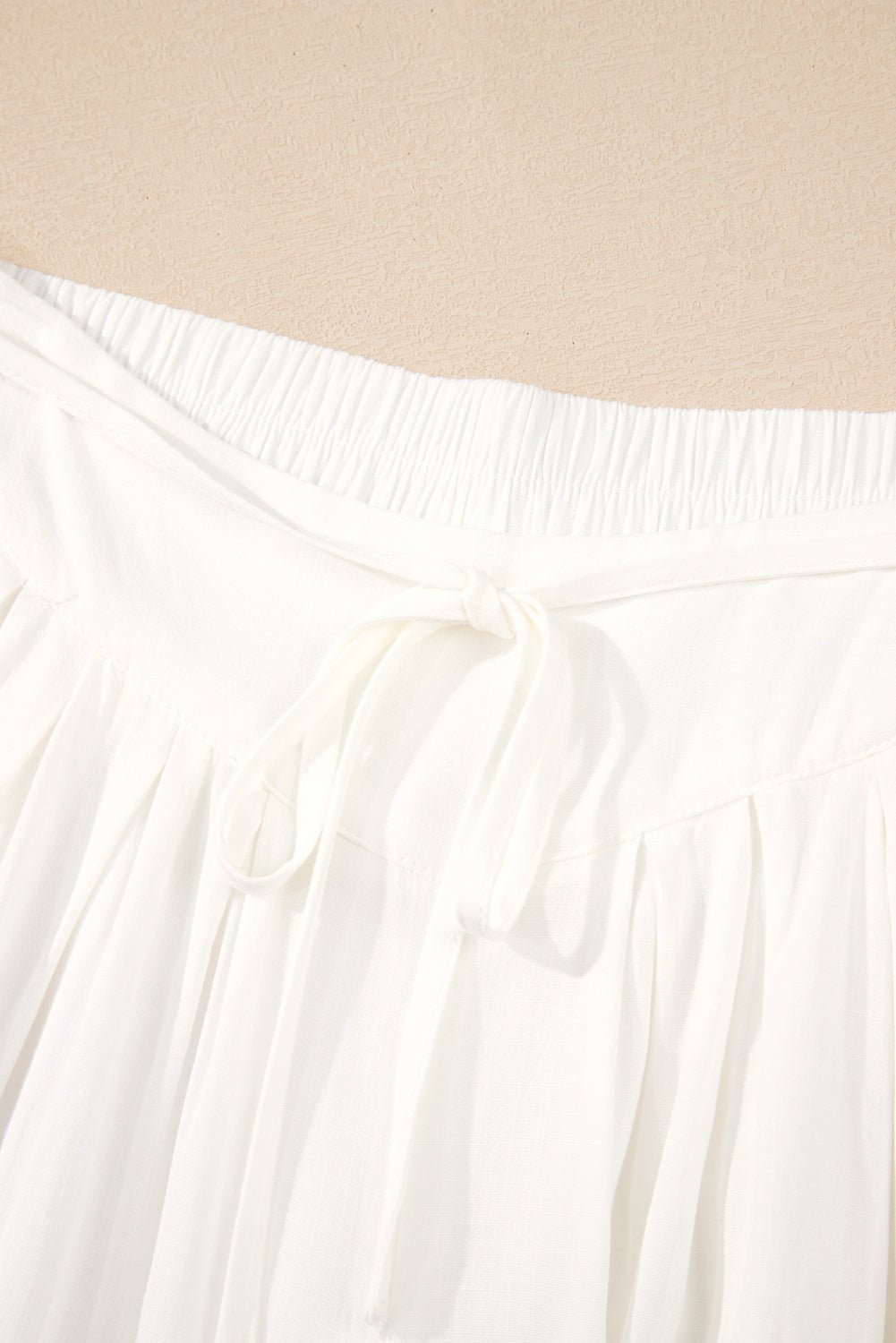 Solid Drop Waist Pleated Wide Leg Pants