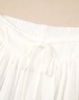 Solid Drop Waist Pleated Wide Leg Pants