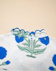 Flower Scallop Contrast Trim Short Sleeve Blouse