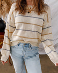 Eden Striped Ribbed Edge Drop Shoulder Sweater