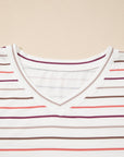 Plus Size Stripe V-Neck Short Sleeve Tee