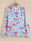 Floral Lace Trim Buttoned Long Sleeve Shirt