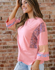 Selene Color Block Patchwork Long Sleeve Top
