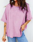 Mineral Wash Drop Shoulder Raw Edge Tee