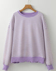 Angie Stripe Loose Drop Shoulder Long Sleeve Top