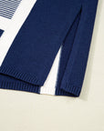 Stripe Colorblock Patchwork Dolman Sleeve Sweater