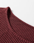 Plus Size Ribbed Button Decor Long Sleeve Top