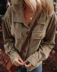 Textured Button-Up Chest Pocket Shacket