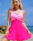 Colorblock Crisscross Straps Tie Back Flared Swimsuit
