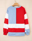 USA Flag Patchwork Drop Shoulder Oversize Sweatshirt