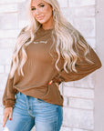 Jessiette Loved Print Corduroy Sweatshirt