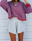 Stripe Reverse Seam Contrast Trim Sweatshirt
