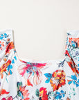 Plus Size Floral Puff Sleeve Midi Dress
