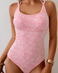 Floral Corded Halterneck One-Piece Swimsuit
