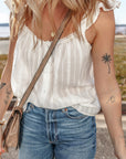 Lace Crochet Ruffle Buttoned Tank Top