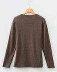 Solid Reverse Seam Crew Neck Long Sleeve Top