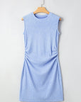 Textured Ruched Side Bodycon Tank Dress