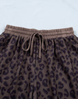 Leopard Collared V-Neck Top & Shorts Set