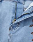 Western Embroidered Denim Mini Skirt