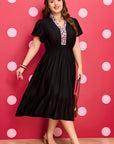 Plus Size Leopard Ruffle V-Neck Smocked Waist Dress