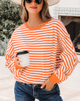 Stripe Reverse Seam Drop Shoulder Top