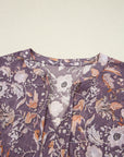 Boho Floral 3/4 Sleeve Babydoll Blouse