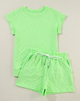 Checker Textured Tee and Drawstring Shorts