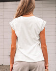 Ivy Lace Patchwork Cap Sleeve Round Neck Top