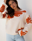 Floral Wide Long Sleeve Sweater