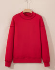 Solid Mock Neck Drop Shoulder Oversize Sweatshirt