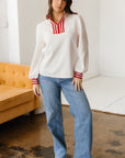 Danna Zipped Collar Pullover Top