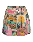 Baha Ranch Retro Pop Western Vintage Drawstring Shorts