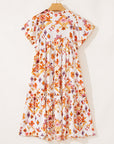 Floral Geometric Ruffle Trim Mini Dress