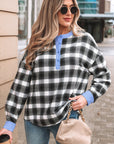 Ezra Half Placket Plaid Blouse