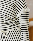 Stripe Ruffle Drop Shoulder Top and Pants Set