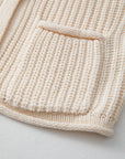Solid Textured Buttoned Oversized Sweater Vest