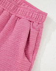 Textured V Neck T Shirt and Shorts Set