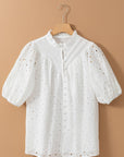 Arielle Embroidered Hollow-out Puff Sleeve Blouse