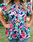 Dani Sleeve Tied Notched PLUS Blouse