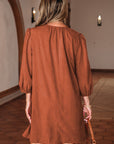Yaranina Pleated Corduroy Mini Dress
