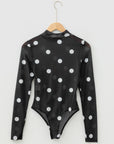 Polka Dot Mesh Long Sleeve Bodysuit