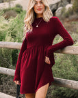 Ribbed Knit Patchwork Long Sleeve Dress
