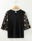 Lara Splicing Half Sleeve Top