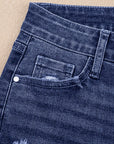 Jacy Cuffs Distressed Straight High Waist Jeans