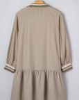 Plus Size Stripe Zip-Up Collared Mini Dress