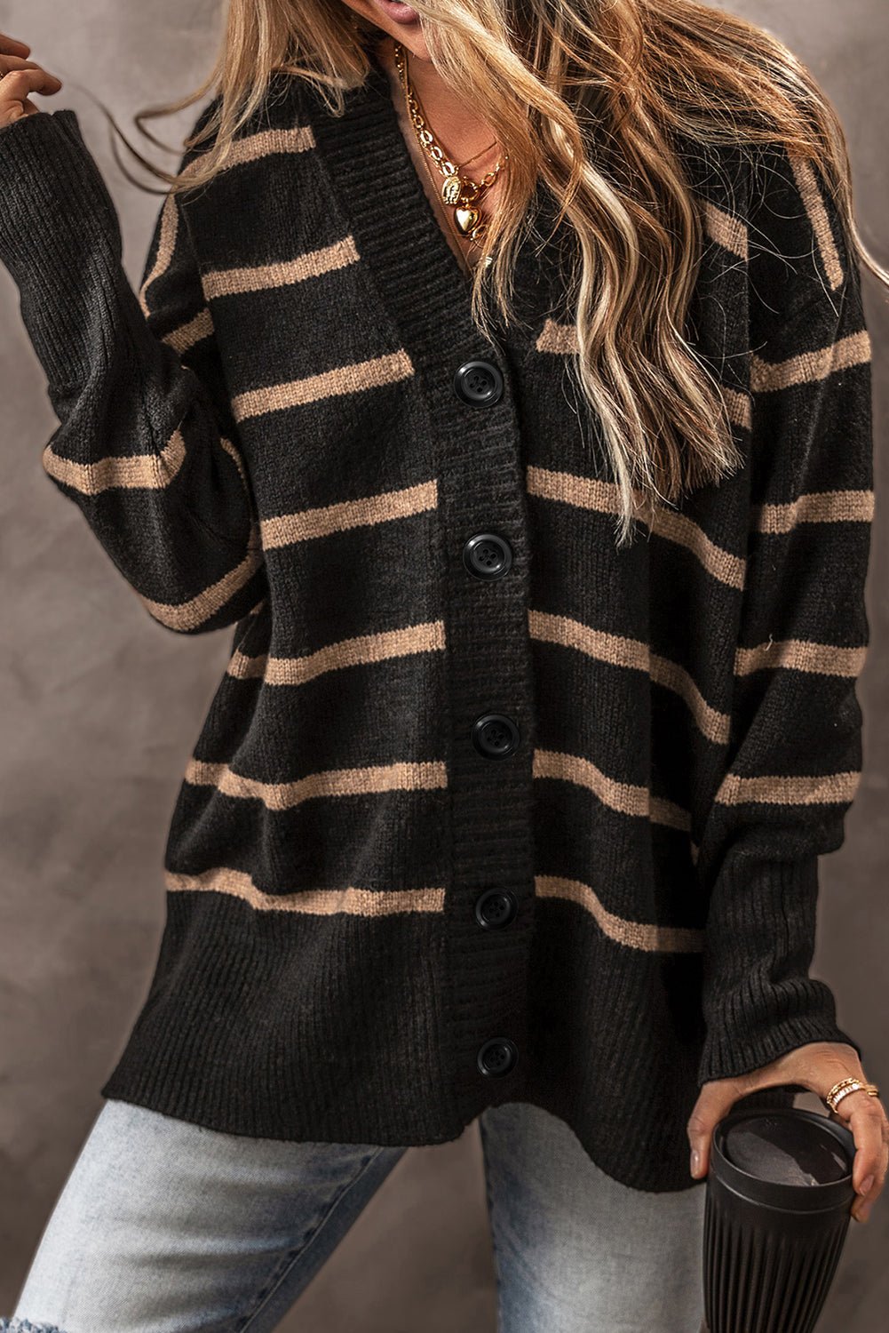 Emakira Drop Shoulder Loose Cardigan
