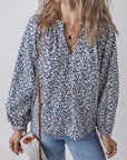 Floral V-Neck Puff Sleeve Blouse