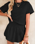 Cropped Tee and Ruffle High Waist Skort Set
