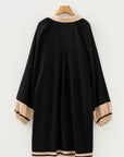 Plus Size Colorblock Stripe Trim V-Neck Dress