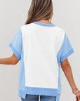 Colorblock Exposed Seam Crew Neck T-Shirt